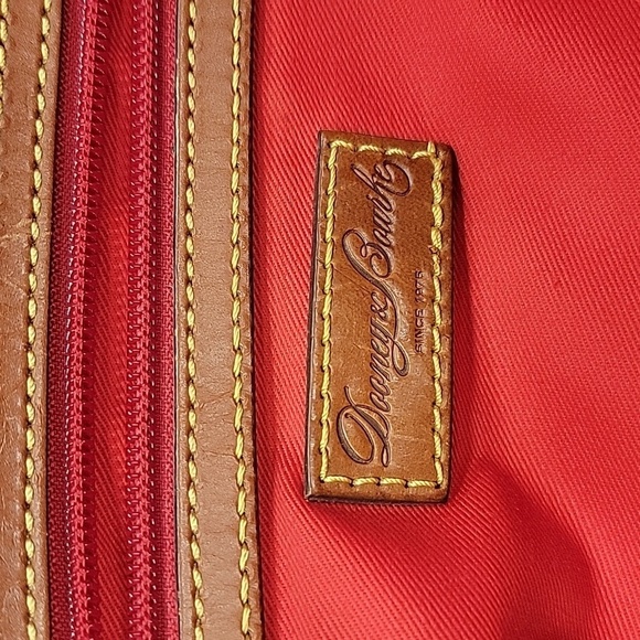 Dooney & Bourke Navy Blue Nylon Domed Satchel, Brown Leather Braided Handles - Picture 9 of 16